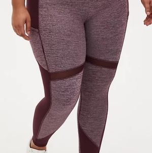 PURPLE SPACE-DYE CROP WICKING ACTIVE Legging